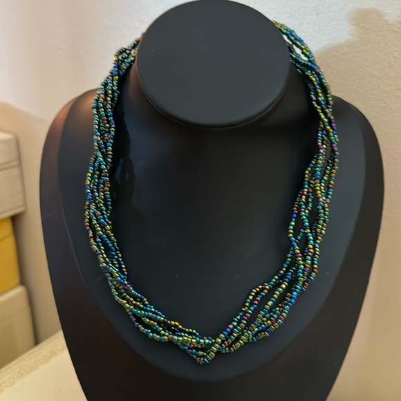 Oil Slick Mermaid Seed Bead Multi-Strand Necklace - Picture 3 of 3
